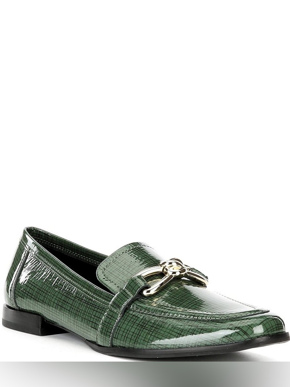 NWT Antonio Melani Cain Printed Patent Leather Knot Loafers Green Size 6.5M